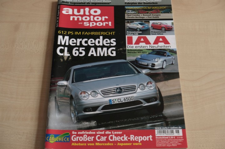 Deckblatt Auto Motor und Sport (18/2003)